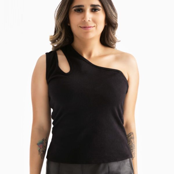 Sleeveless One Shoulder Top Cut Out
